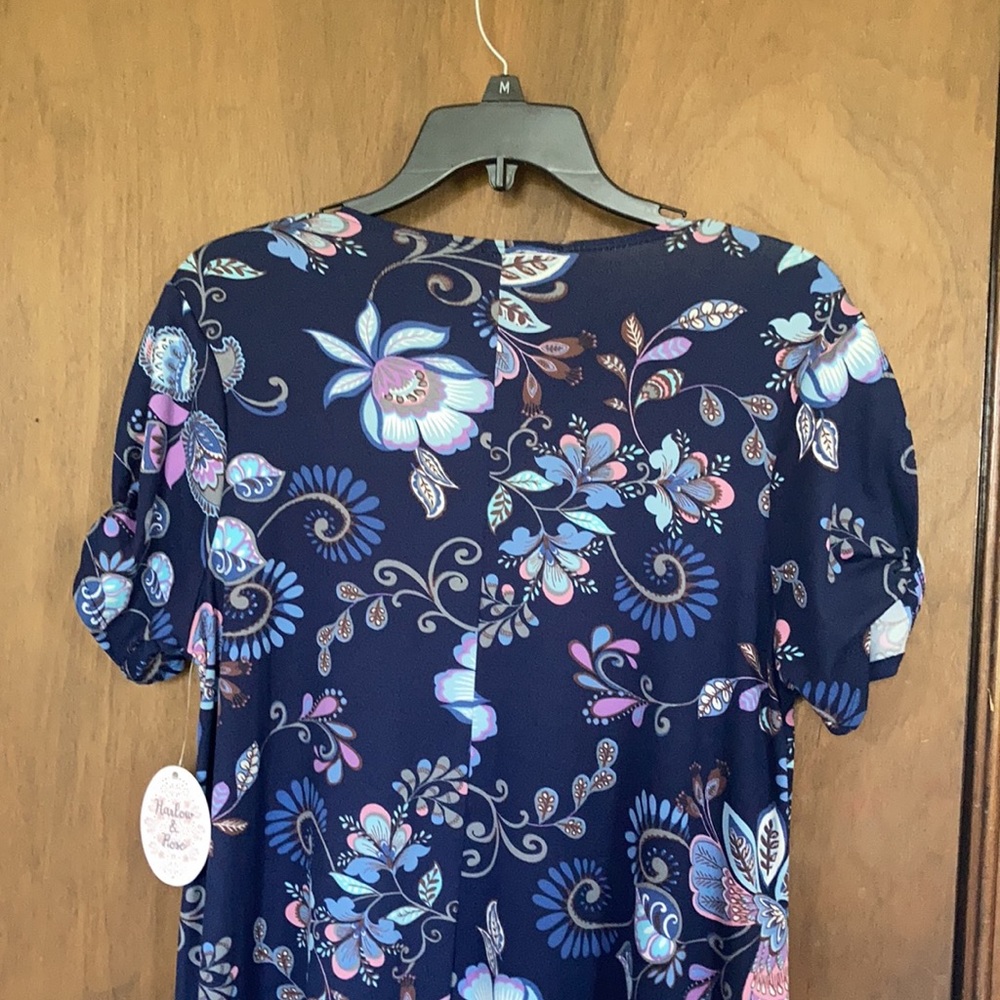 Harlow & Rose dress floral print pullover soft with stretch casual boho M - Picture 9 of 17